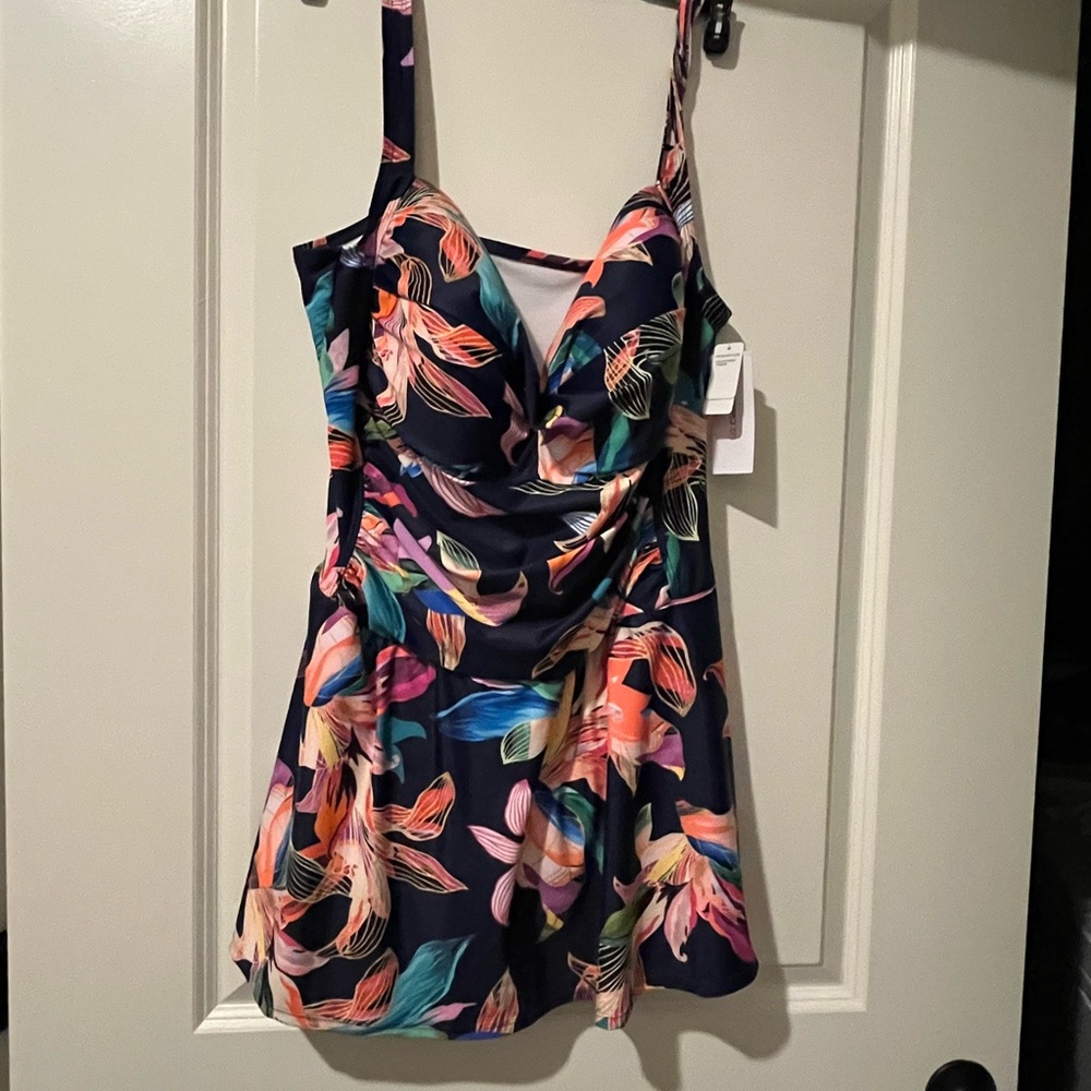 Liz Claiborne Floral Multicolor Women's One-piece swimsuit with skirt 22W 24W